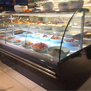 双层盘圆弧玻璃熟食柜
